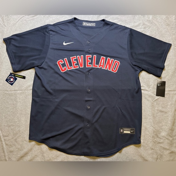 Cleveland Indians Navy Alternate Jersey by Nike - Picture 2 of 8